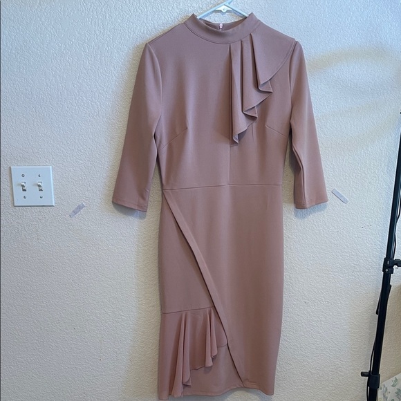Miusol Asymmetrical Mauve Dress with Ruffle Detail - Picture 2 of 6